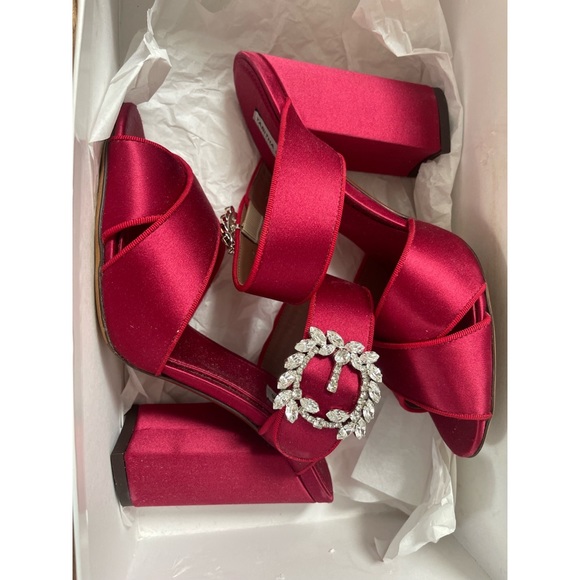 Gorgeous Tabitha Simmons Red Satin Reyner sandals in size 37/7 - Picture 3 of 6